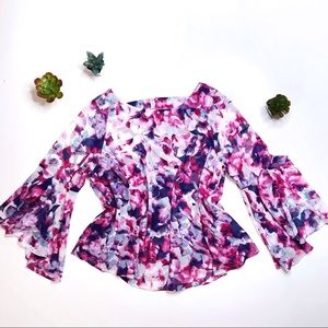 Jennifer Lopez Bell Sleeve Flowy Blouse